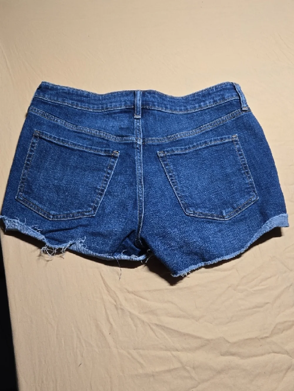♡Old Navy Dark Blue Frayed Denim Shorts OG Straight High Rise Size 12